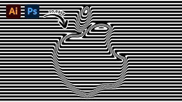 How To Draw Logo Line Distortion Effect with Adobe Illustrator and Photoshop Tutorial | Ahoo