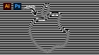 How To Draw Logo Line Distortion Effect with Adobe Illustrator and Photoshop Tutorial | Ahoo