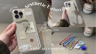unboxing aesthetic iphone 13 pro max accessories + diy case + giveaway