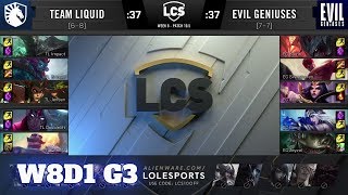 Team Liquid vs Evil Geniuses | Week 8 Day 1 S10 LCS Spring 2020 | TL vs EG W8D1