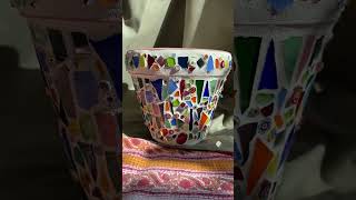 Just finished! Mosaic confetti flower pot. Available in my Etsy shop 😁 #handmade #stainedglass Just finished! Mosaic confetti flower pot. Available in my Etsy shop 😁 #handmade #stainedglass