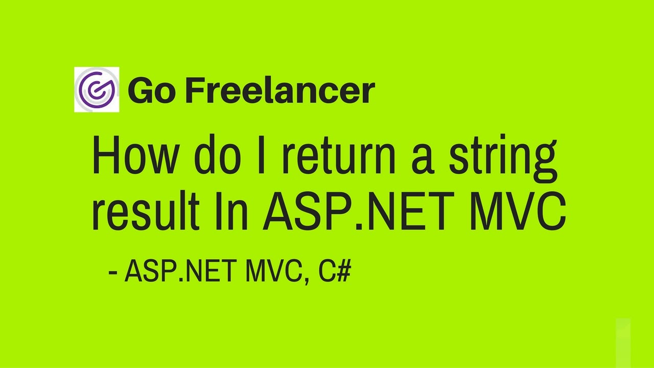 how do I return a string result In ASP.NET MVC - YouTube