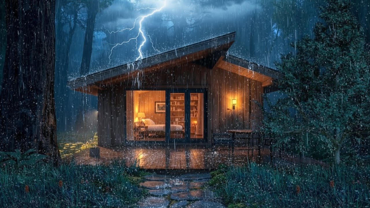 Violent Storm Rain on Tin Roof | Black Screen Sleep ASMR