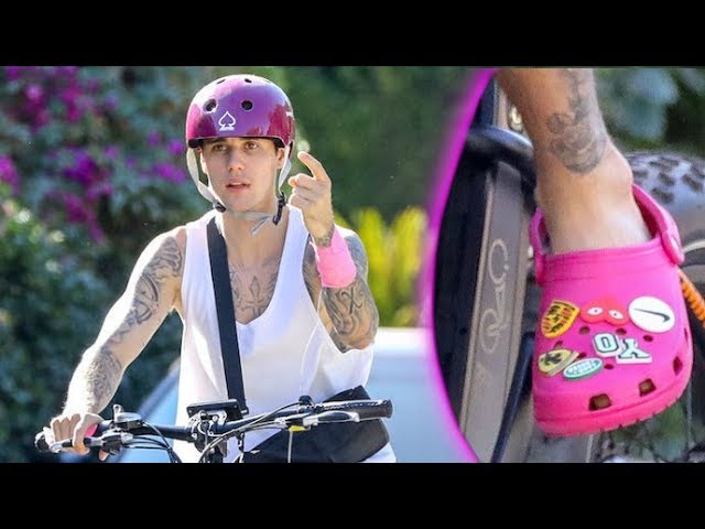 Justin Bieber Sports Pink Crocs To 