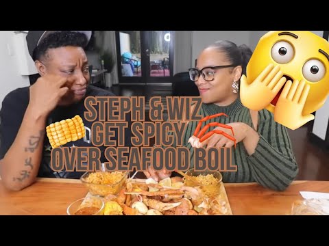 Steph and Wiz get spicy over a seafood boil 🌶 #reaction #stephloveslove
