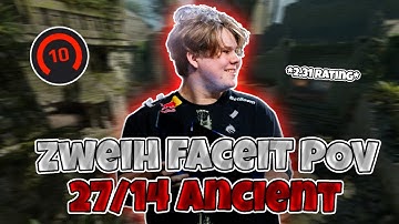 zweih DESTROYS FACEIT Lobby!!! CS2 POV zweih (27/14) (ancient) | Counter-Strike 2 Faceit