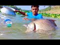Really! Amazing Fishing With Plastic Bottle in River | Traditional Boy Catching Fish By Bottle Trap