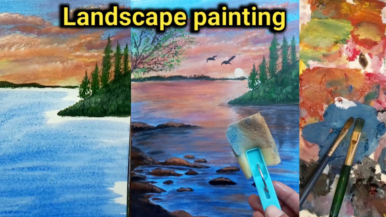Landscape painting step by step for beginners||#landscapepainting #art ...