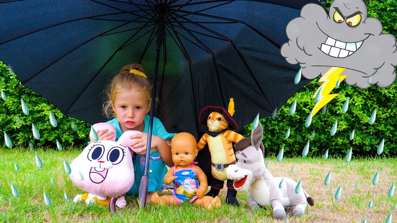 Игрушки попали в грозу Видео для детей от Насти Toys hit the thunderstorm Video for kids by Nastya