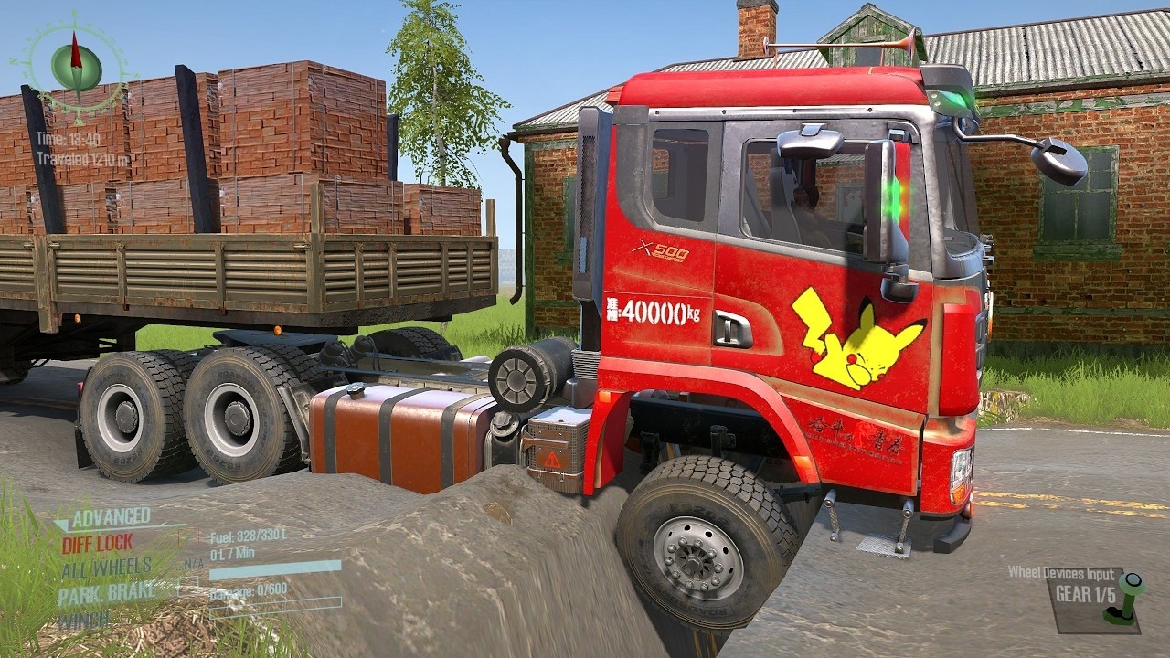 SpinTires: MudRunner GamePlay | Truck vs Extreme Broken Road with Speed Bumps | #MudRunner