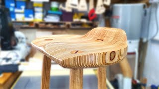 Making a comfortable round stool / Chair Seat Carving