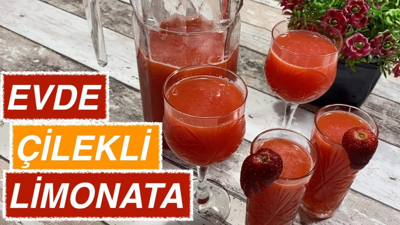 EVDE PRATİK VE KOLAY ÇİLEKLİ LİMONATA TARİFİ – LİMONATA YAPIMI – LEZZETLER SULTANI