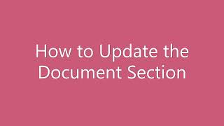 How to Update the Document Section