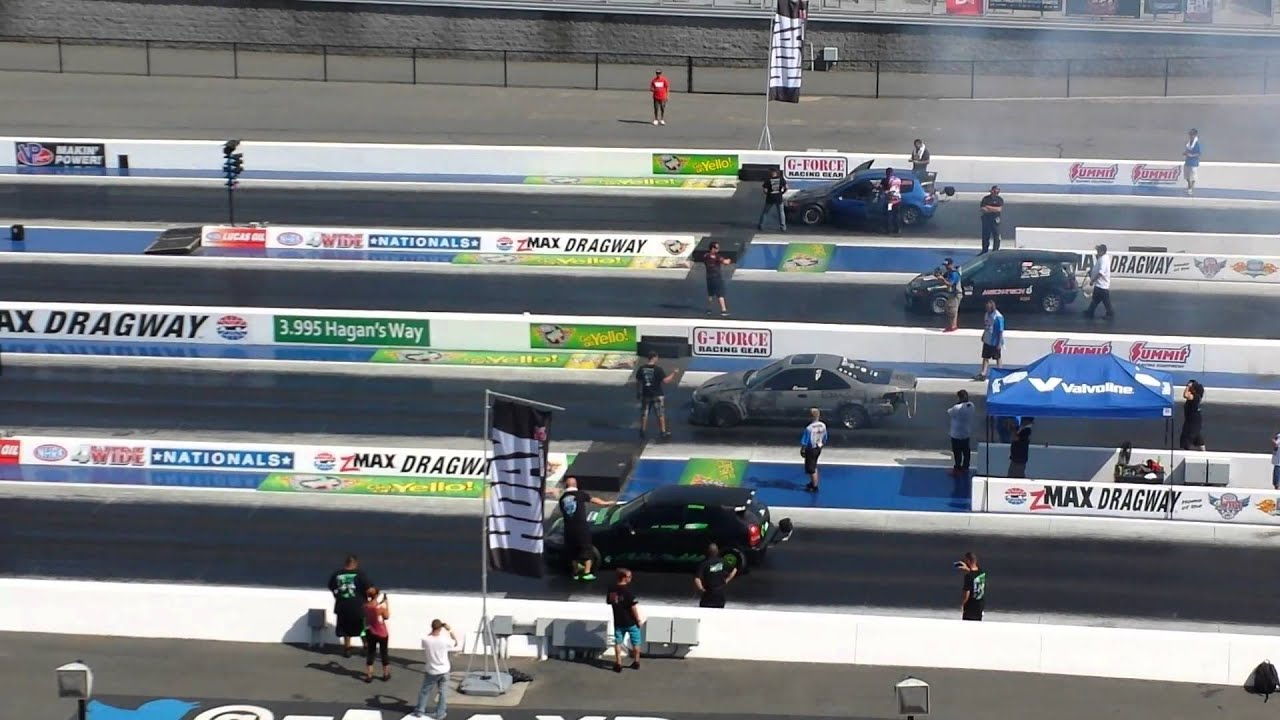 Honda Day @ ZMAX 2nd EVER SFWD 4 WIDE DRAG RACE - YouTube