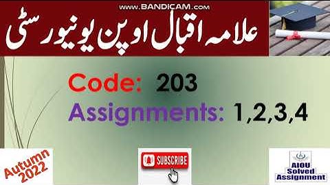 AIOU Code 203-1,2,3,4 Solved Assignments Autumn 2022