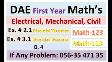 Lec. 5| DAE 1st Year Applied Math| Binomial Theorem| Ex 2.1 & 3.1| Q.4 | Introduction Math 123 113 |