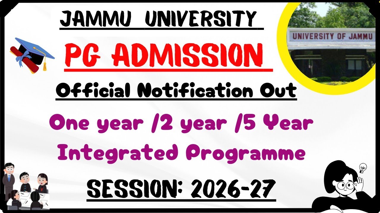 Jammu University PG Admission 2026-28 | Official Notification Out | 