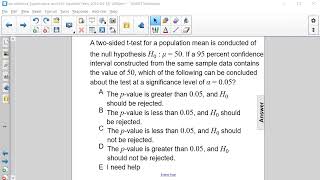 AP Stats Significance Tests for Mu Q26