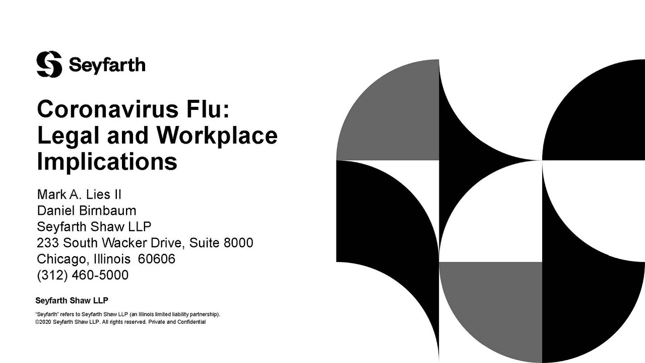 Seyfarth Webinar: Coronavirus Flu: Legal and Workplace Implications