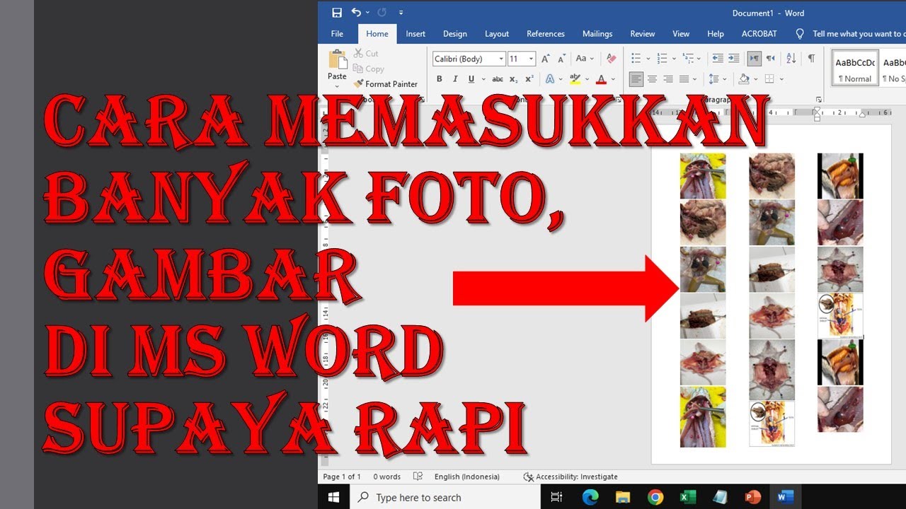 CARA MEMASUKKAN BANYAK FOTO, GAMBAR DI MS WORD SUPAYA RAPI - YouTube