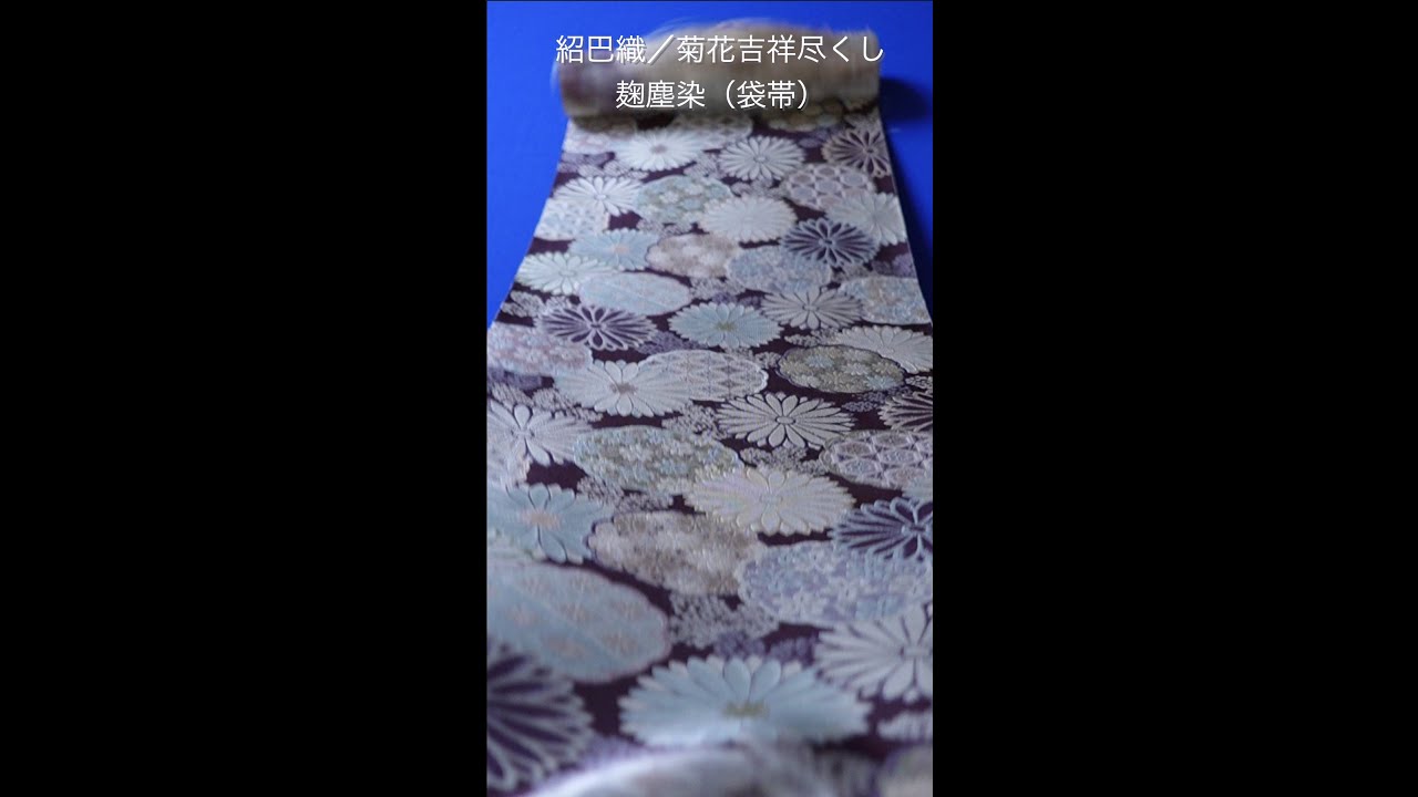 帯を流します #90】菊花吉祥柄 麹塵染（紹巴織／袋帯）#SHORTS #となみ 