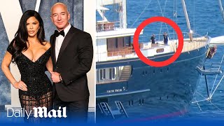 Jeff Bezos kisses girlfriend Lauren Sanchez aboard £500M 'super yacht'