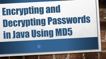 Encrypting and Decrypting Passwords in Java Using MD5