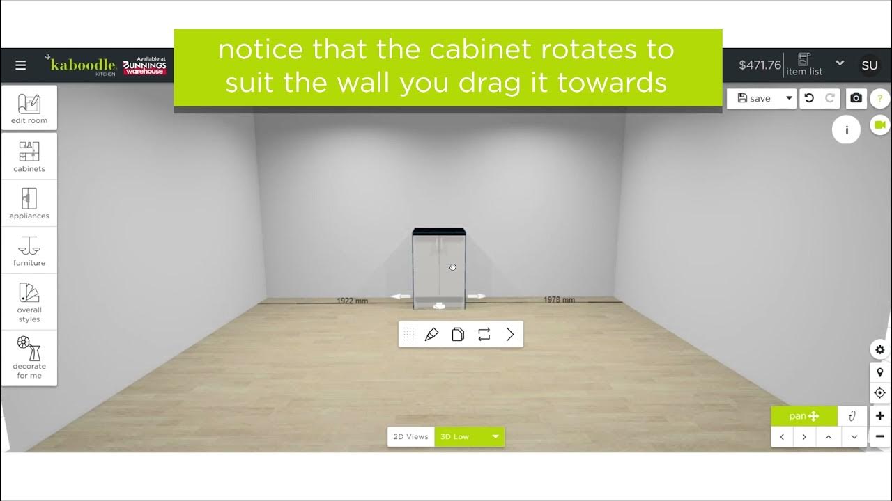 how to position and auto placement kaboodle 3D planner