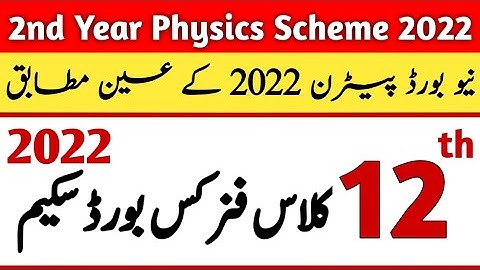 2nd Year Physics Pairing Scheme 2022 All Punjab Boards | 12th Class Physics Pairing Scheme 2022