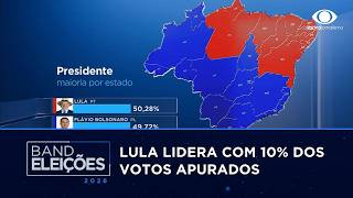 Lula aparece à frente de Flávio Bolsonaro com 10% das urnas apuradas