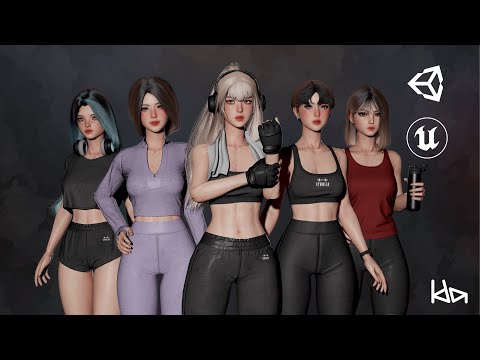 プレビュー - ゲーム対応 3D キャラクター - Gym Girls