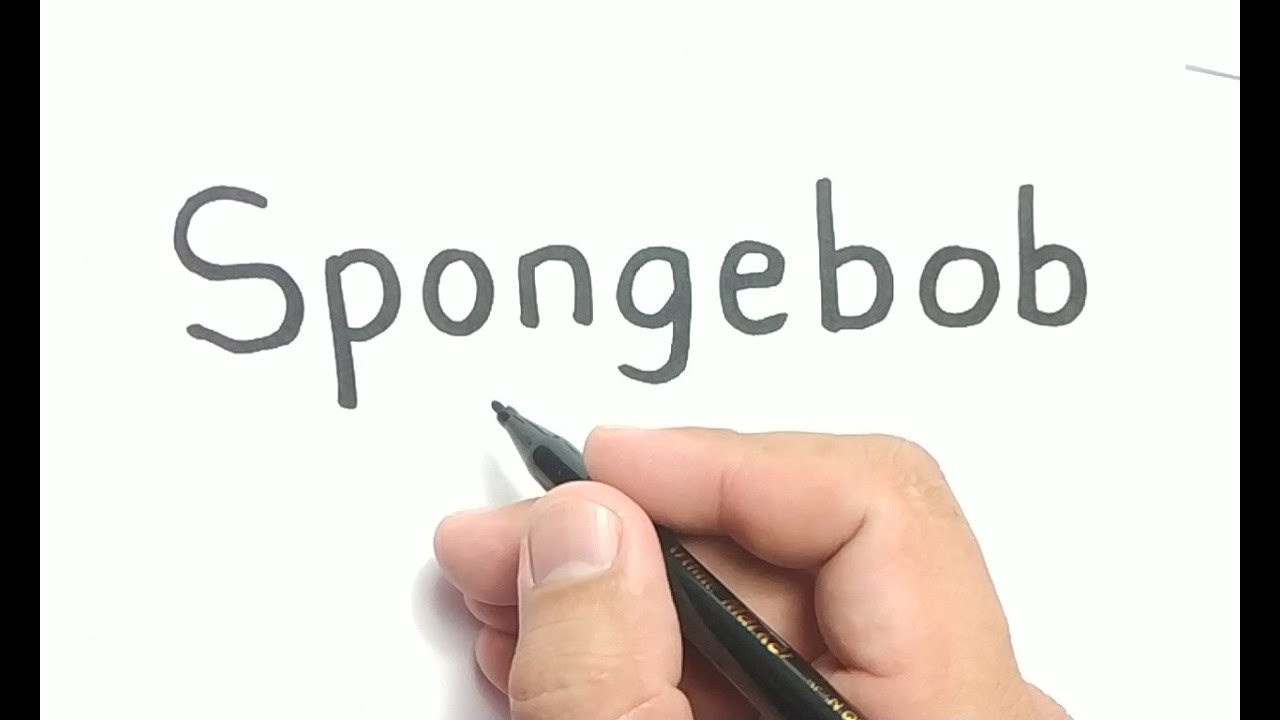 BARU LUCU  cara  menggambar  kata SPONGEBOB menjadi KARTUN  