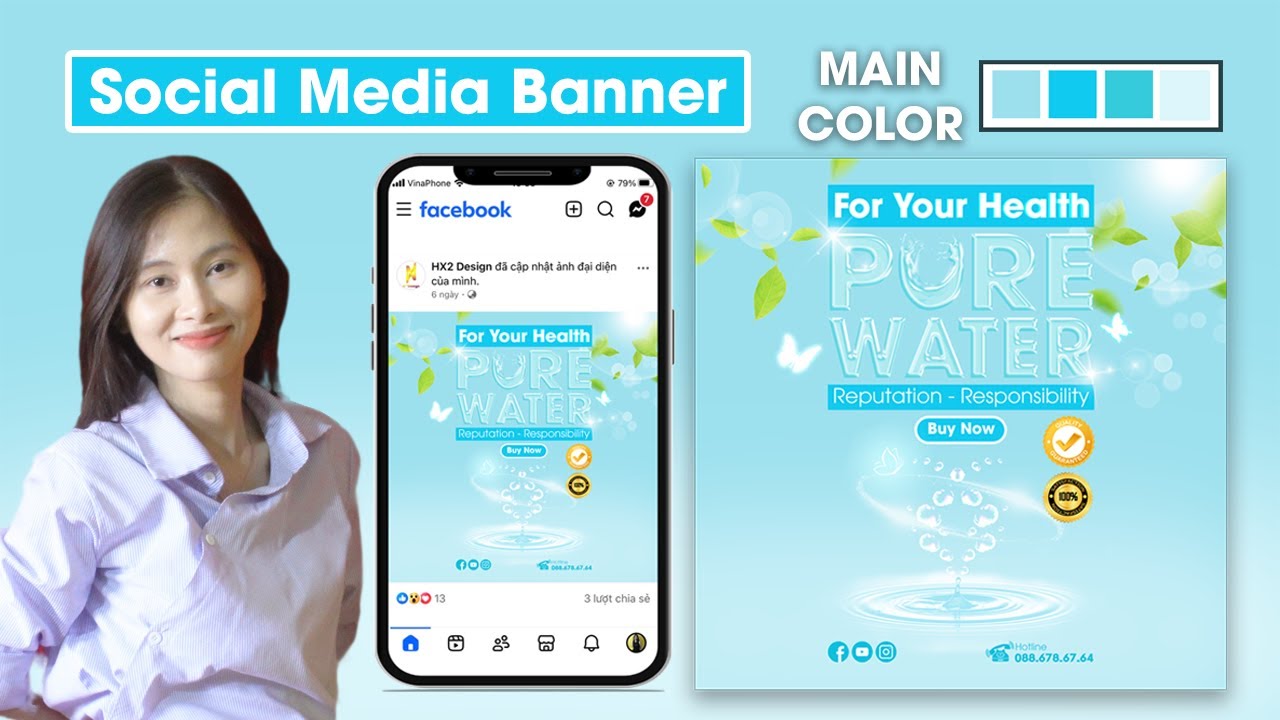 Design A Water Social Media Banner In Photoshop Simple - Photoshop Tutorial 2025