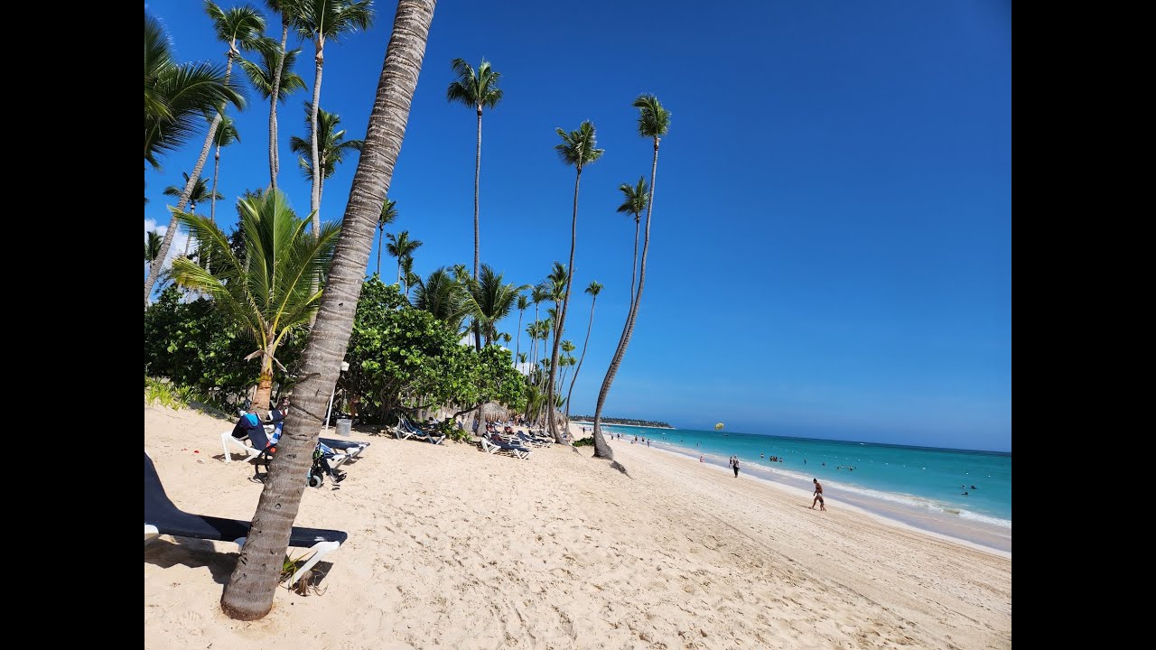 Пляж в Доминикане (лазурное море, желтый песочек и пальмы). - YouTube
