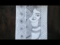 Traditional Indian Girl Drawing with Patterns | Full Art Process