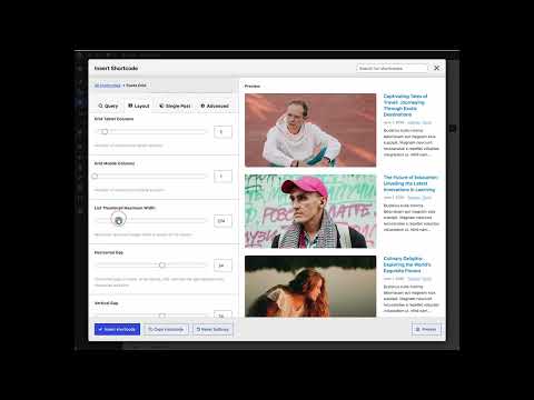 Posts Grid Shortcode Features