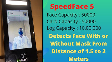 Biomax Speedface 5 | Detects face with or without mask from 1.5 to 2 meter distance |