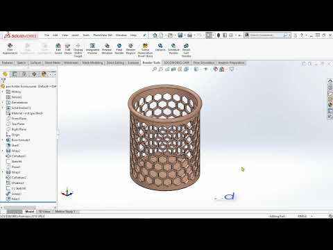 Honeycomb pattern on silinder - solidworks @DesainCAD