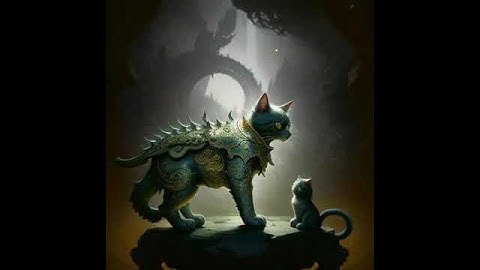 Mecha Mech Robots in the Sky Space Station Anthropomorphic cat surrounded by fractals