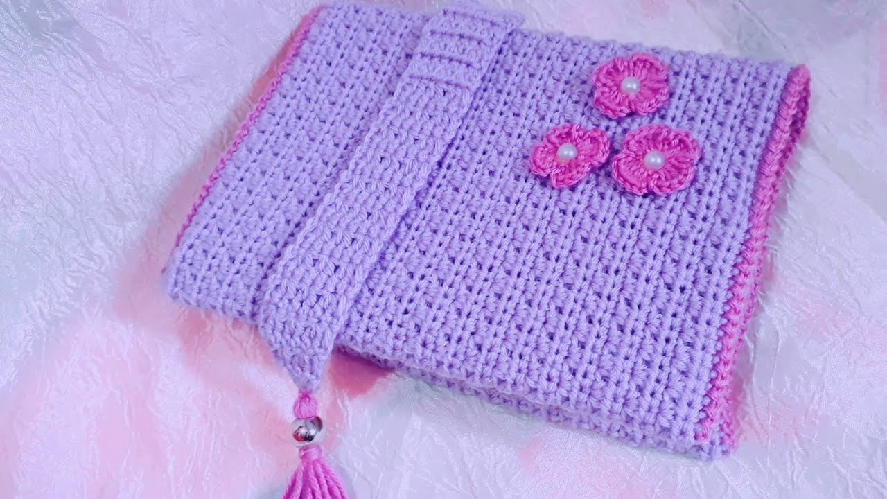 كروشيه جراب مصحف بغرزة جميله ومميزه/ غلاف مصحف/كفر كتاب / How to crochet a simple cover for book