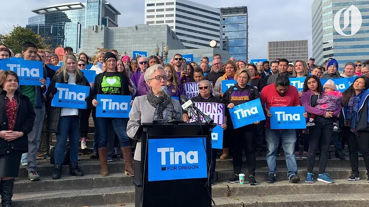 Tina Kotek wins Oregon's governor's race, holds press conference at Tom McCall Waterfront Park