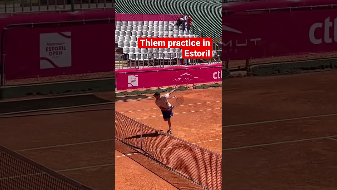 Dominic Thiem practicing some smashes ahead of his match in Estoril with Quentin Halys #estorilopen