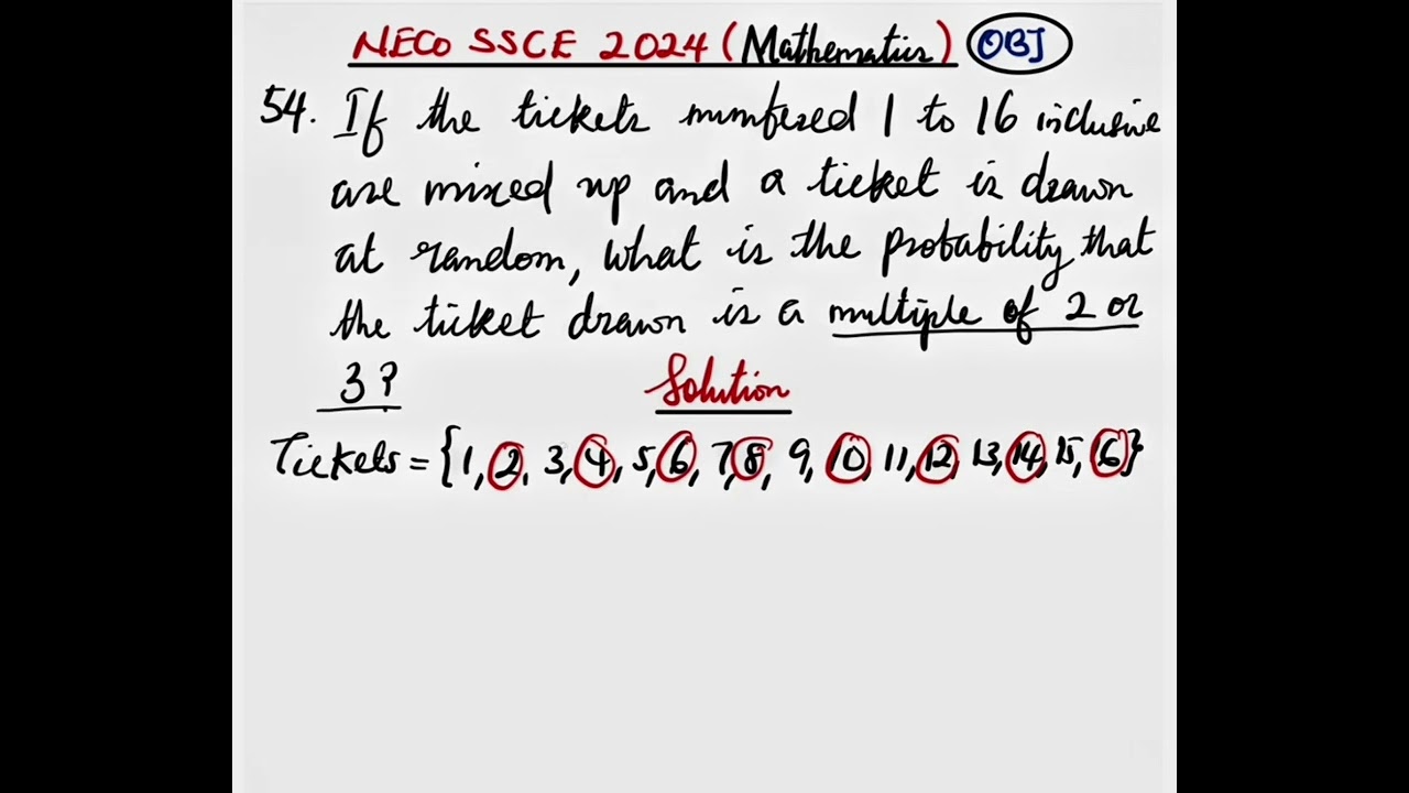 NECO SSCE 2024 | МАТЕМАТИКА | Вопрос 54