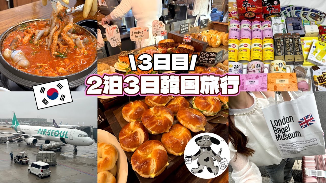 【韓国旅行vlog】Part③/渡韓最終日🇰🇷安国.仁川エリア/LondonBagelMuseum🥯/チャングネ🐙/オリヤン購入品紹介etc...🙂‍↕️🎀