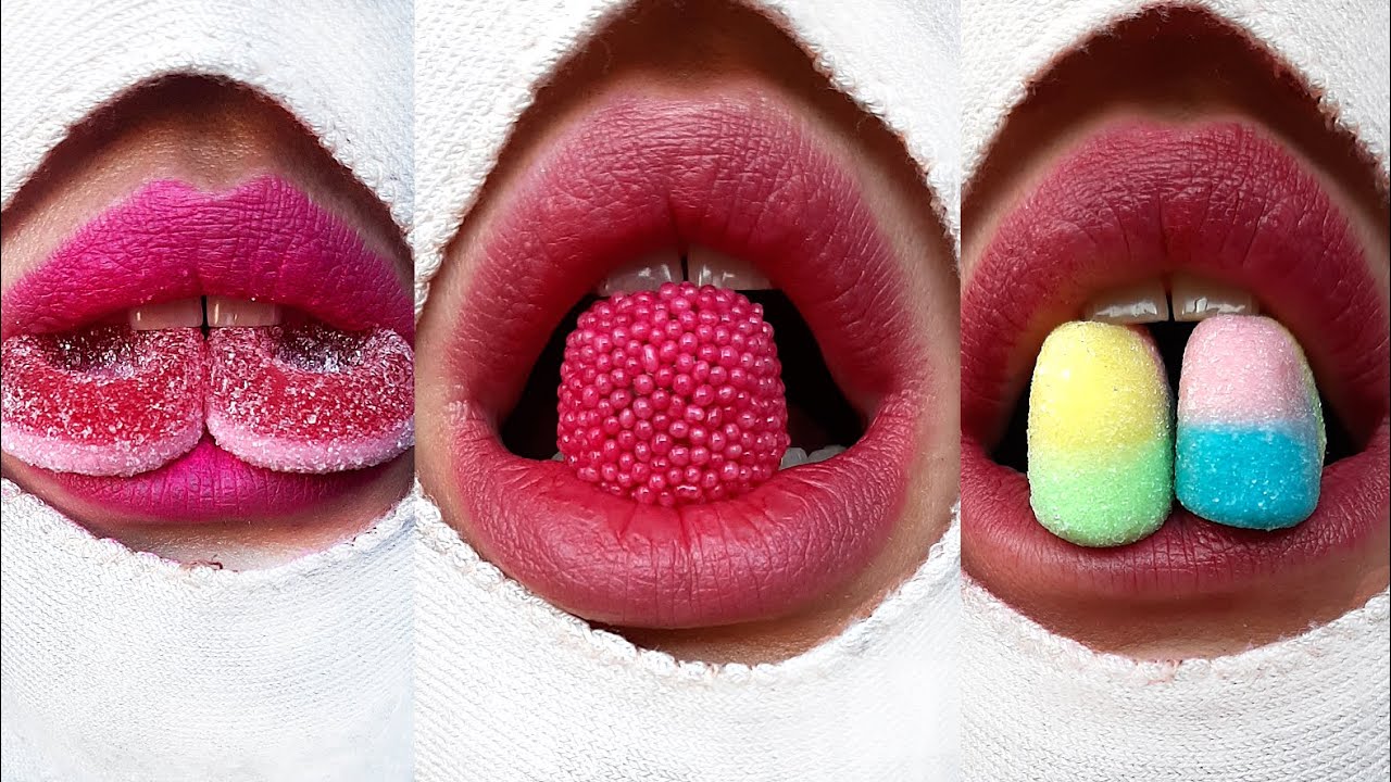 asmr Kohakuto (Raspberry Strawberry Candy Berry Heart) Choco Marshmallow eating sounds closer food