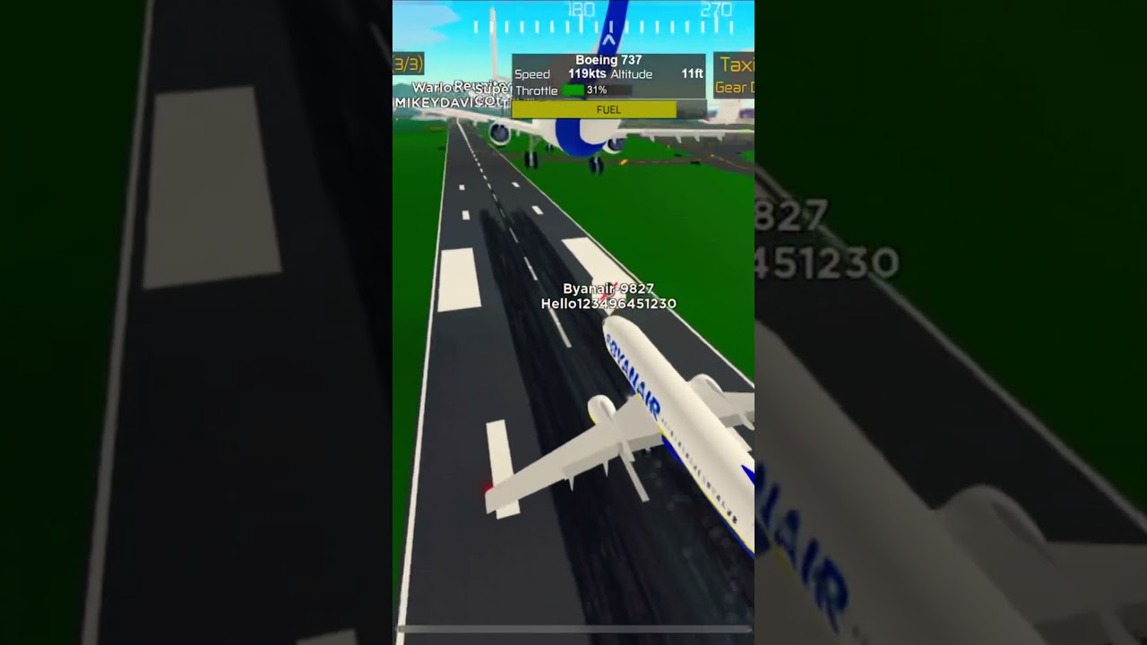Ryanair Boeing 737 butter landing on roblox ptfs
