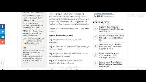 NEST 2019 result will be out on 18.06.2019 (before 5 pm)