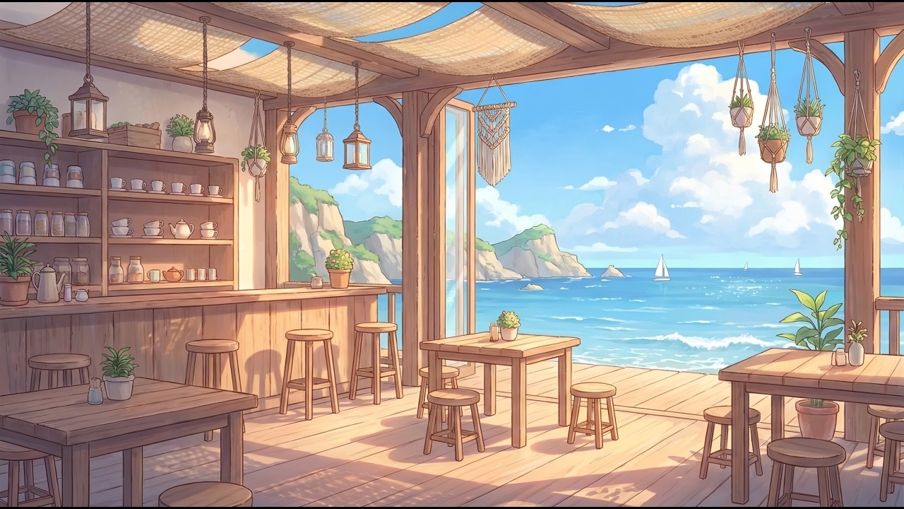 Relax and Calm – Beautiful Sea Breeze Cafe for Study, Sleep & Relaxation