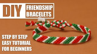 Christmas Candy Stripe Friendship Bracelets Step by Step Tutorial | Easy Tutorial for Beginner