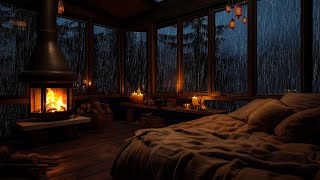 Cozy Rain on Window | Thunderstorm with Lightning | Heavy Rain Sounds for Sleeping for Study